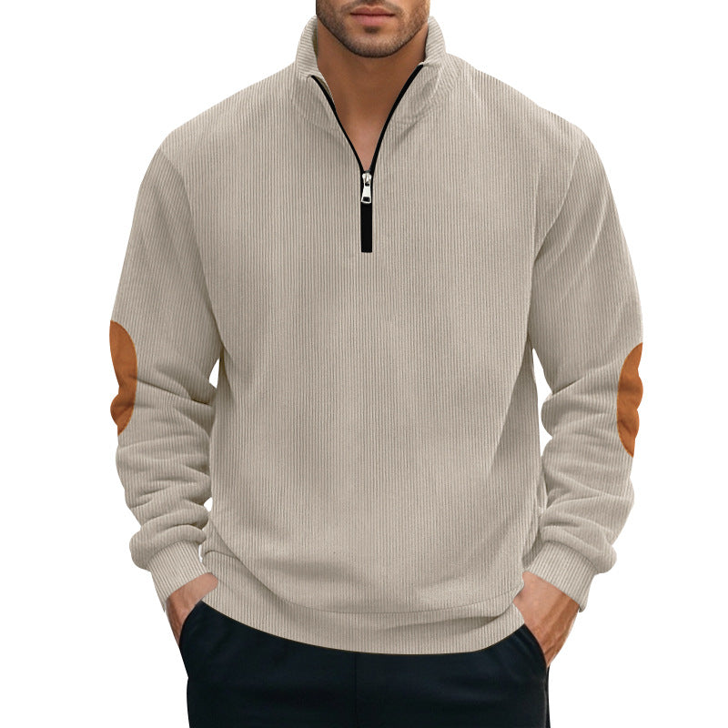 Fleece Pullover Herren sportlich elegant mit Stehkragen