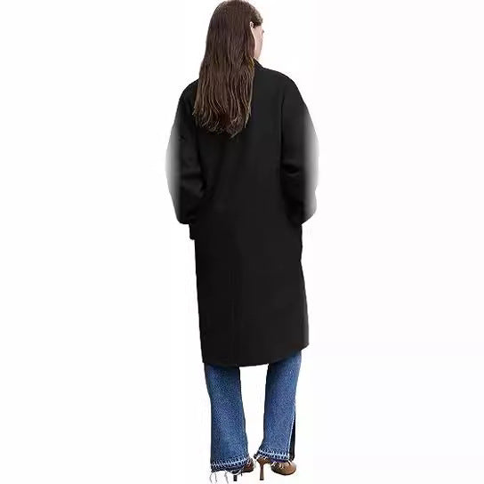 Damen eleganter und lässiger Wollmantel mit doppelter Knopfleiste R&B