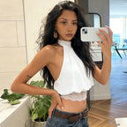Damen Haltertop mit zarten Spitzenakzenten und eleganter Schnürung R&B