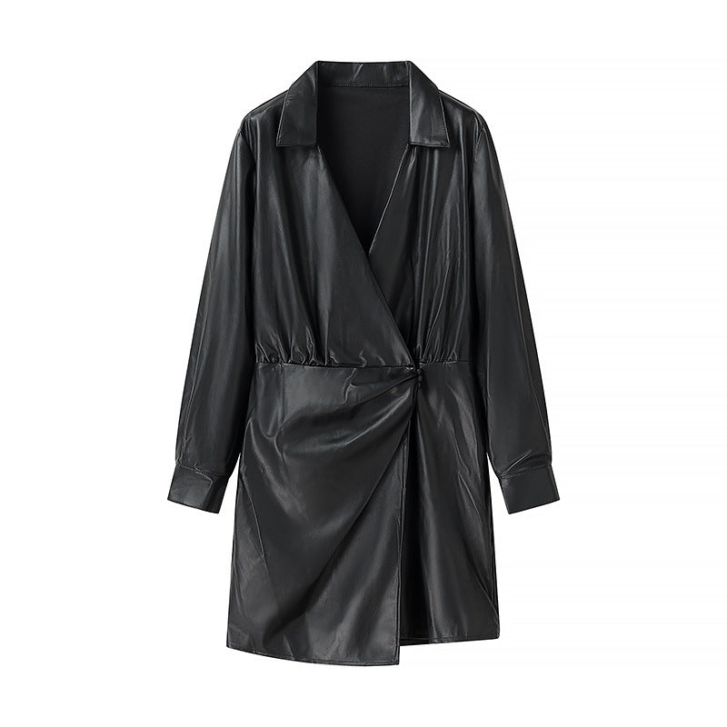 Damen Kunstleder Mantel R&B
