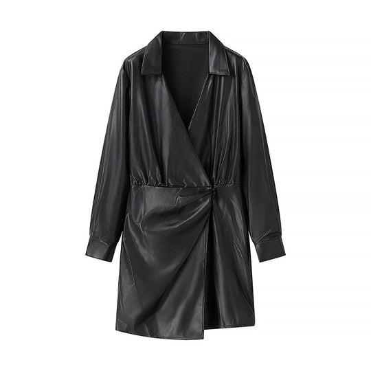 Damen Kunstleder Mantel R&B