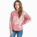 Damen gemütlicher Pullover mit kreativem Schriftzug und modernem Design R&B