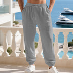 Herren nan leichte Leinen-Baumwoll Loungehose mit elastischem Tunnelzug, seitlichen Eingrifftaschen und elastischen Beinabschlüssen R&B