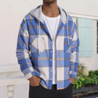 Herren Karierte Flanelljacke mit Hoodie und praktischen Taschen R&B