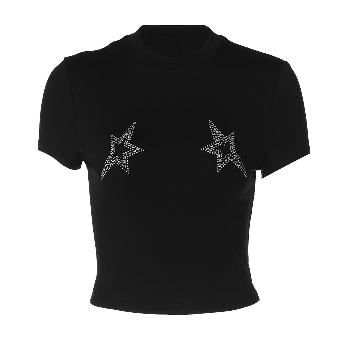 Damen Crop-Top mit glamourösen Sternenapplikationen R&B