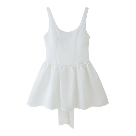 Damen Sommerkleid mit süßem Rüschendesign und verstellbarem Taillengürtel R&B