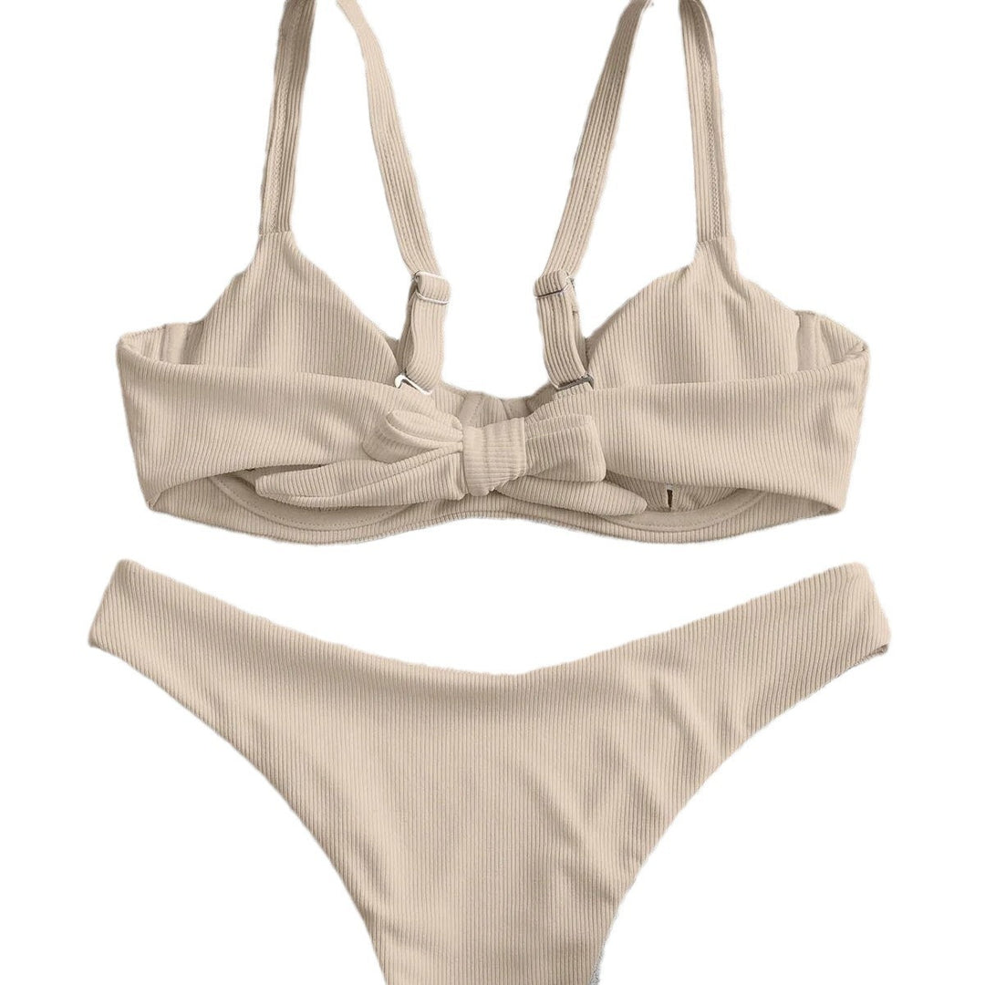 Damen Bikini-Set mit hoch tailliertem Slip und strukturiertem Oberteil R&B