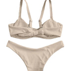Damen Bikini-Set mit hoch tailliertem Slip und strukturiertem Oberteil