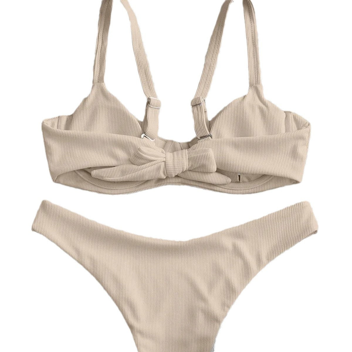 Damen Bikini-Set mit hoch tailliertem Slip und strukturiertem Oberteil