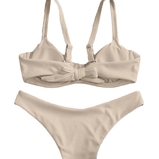 Damen Bikini-Set mit hoch tailliertem Slip und strukturiertem Oberteil R&B