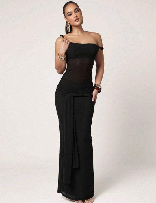 Damen Galakleid mit asymmetrischem Ausschnitt und dekorativem Wickeldetail R&B