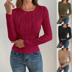 Damen Langarmshirt mit strukturiertem Wellenmuster R&B