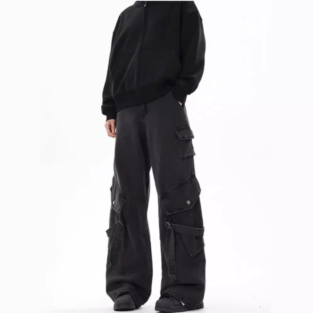 Damen Weite Cargo-Hose mit tiefem Schritt und praktischen Seitentaschen R&B