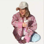 Damen modische Oversized-Jacke mit floralem Muster R&B