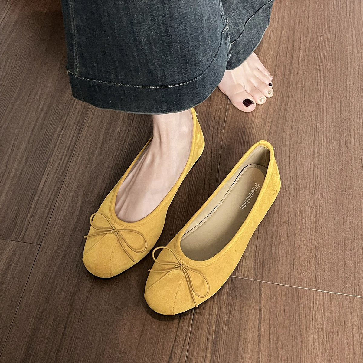 Damen Ballerina-Schuhe mit modischem Schleifenakzent und weichem Obermaterial