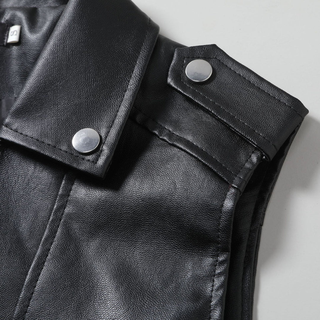 Herren lässige Bikerjacke aus hochwertigem mit asymmetrischem Reißverschluss R&B