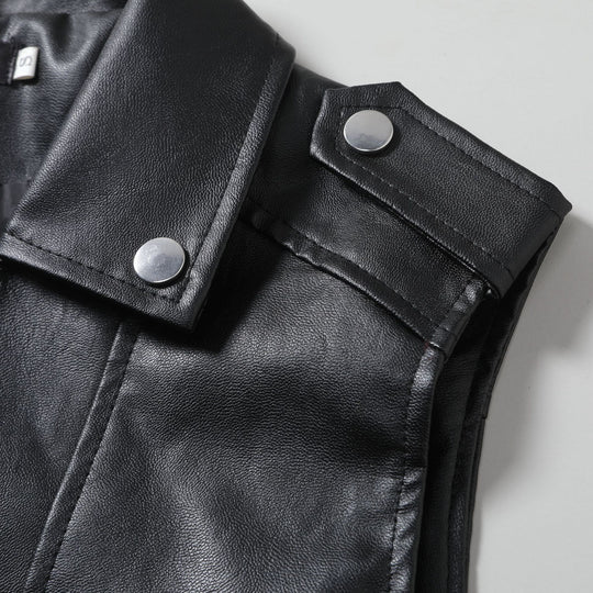 Herren lässige Bikerjacke aus hochwertigem mit asymmetrischem Reißverschluss R&B