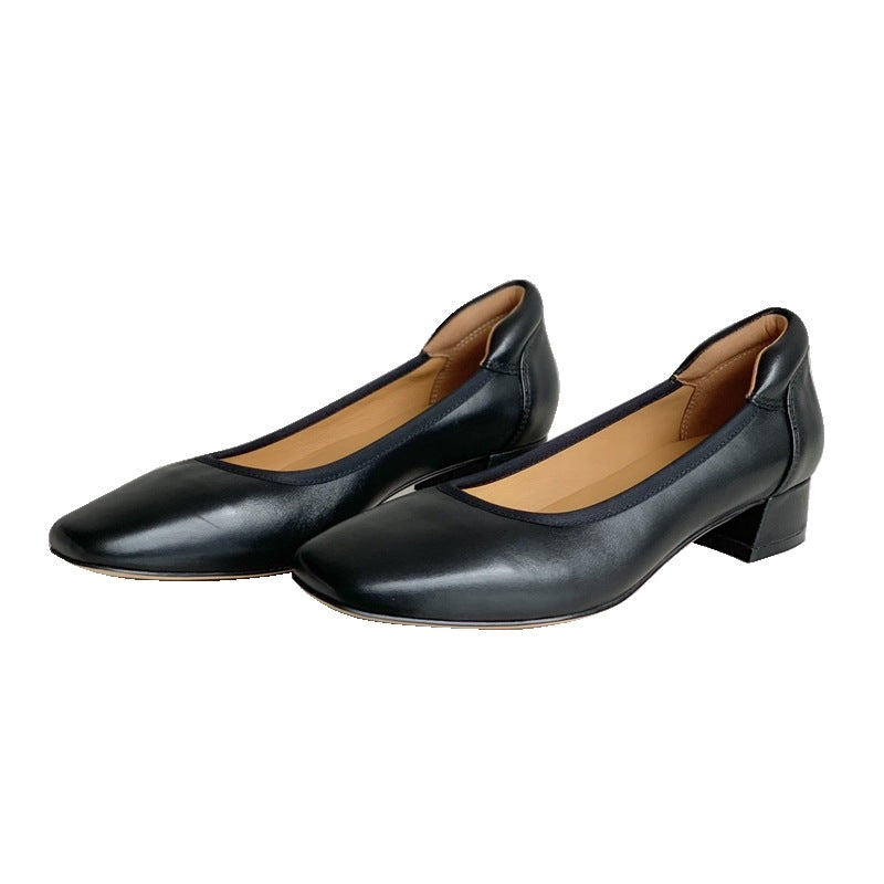 Damen Elegante Blockabsatz-Ballerinas mit geschmeidiger Oberfläche