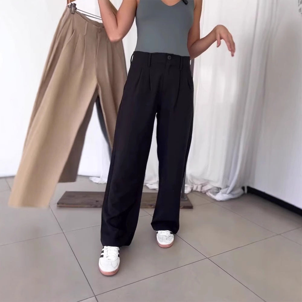 Damen Elegante weite Hose mit hochgeschnittenem Bund und abgepasstem Schnitt Heidi-Mode
