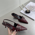 Damen Slingback-Pumps mit schimmerndem Obermaterial und modischen Dekoren R&B