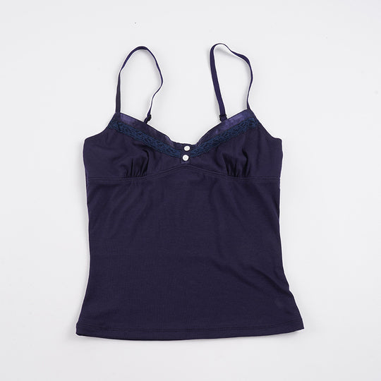 Damen Feinripp Spaghetti-Top mit Spitzen-Detail R&B
