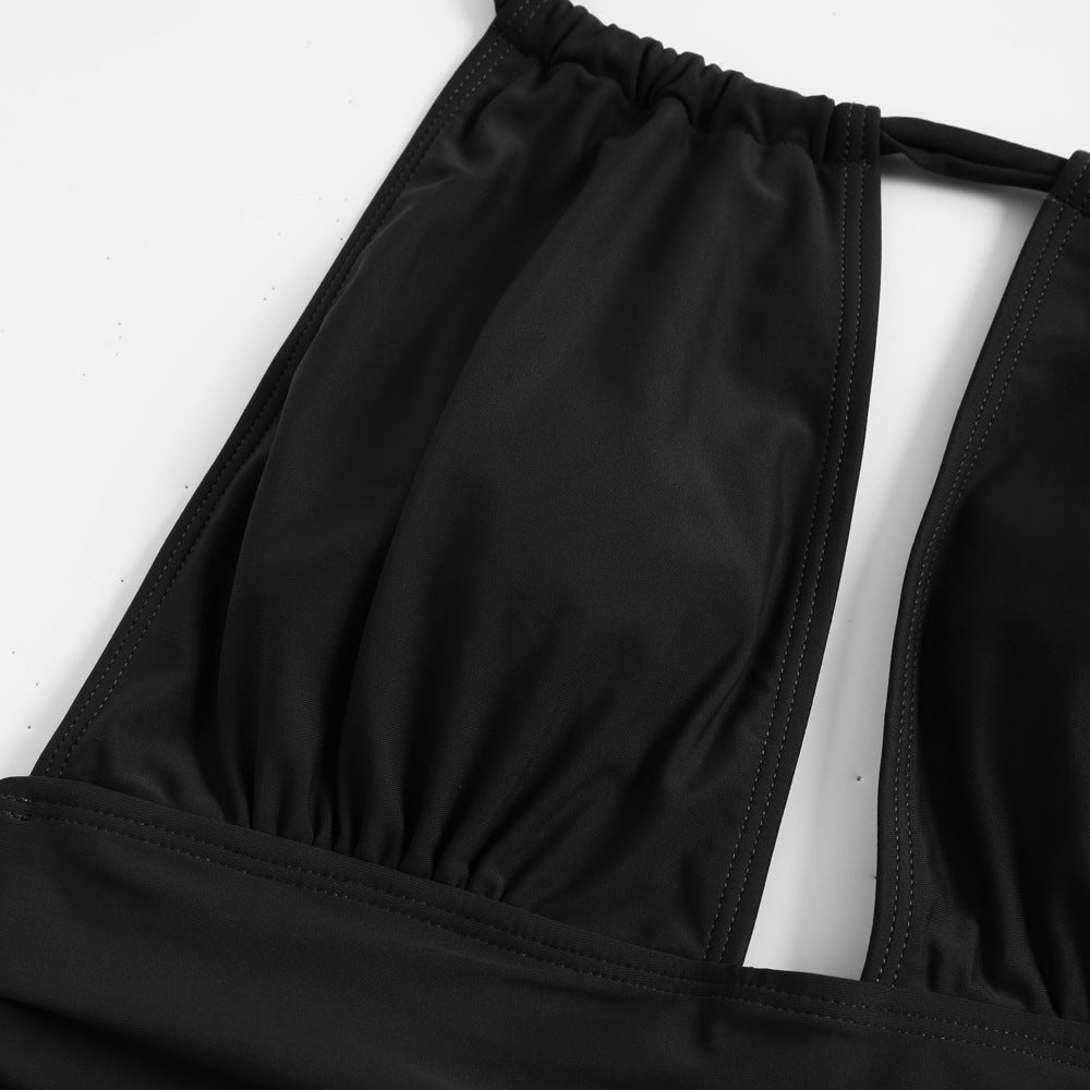 Damen Einteiliger Badeanzug mit tiefem V-Ausschnitt und verstellbaren Trägern