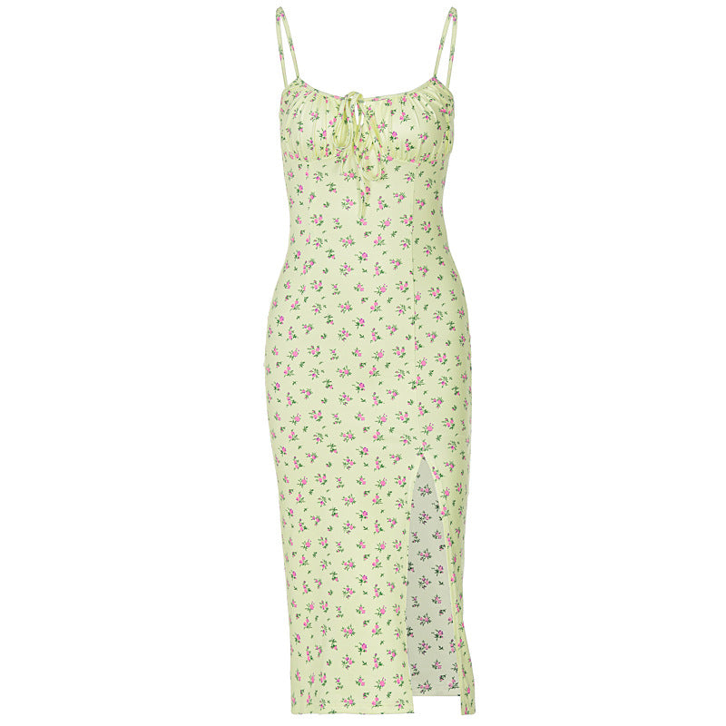 Damen Midi-Kleid mit floralem Muster und raffiniertem Schlitz R&B