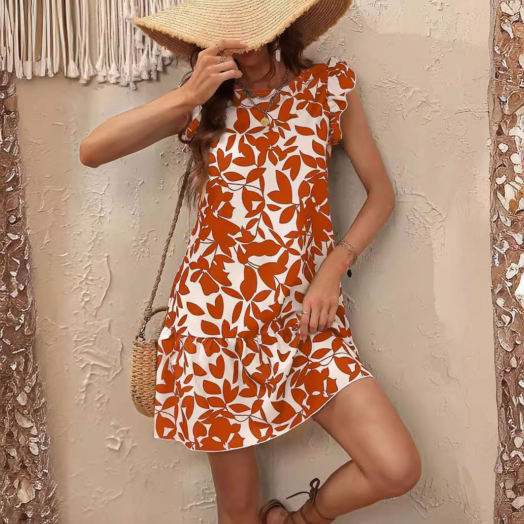 Damen Sommerliches Minikleid mit Rüschen und floralem Druck R&B