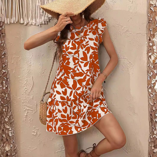 Damen Sommerliches Minikleid mit Rüschen und floralem Druck R&B