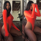 Damen Langarm-Bodysuit mit hohem Kragen und figurschmeichelndem Schnitt R&B