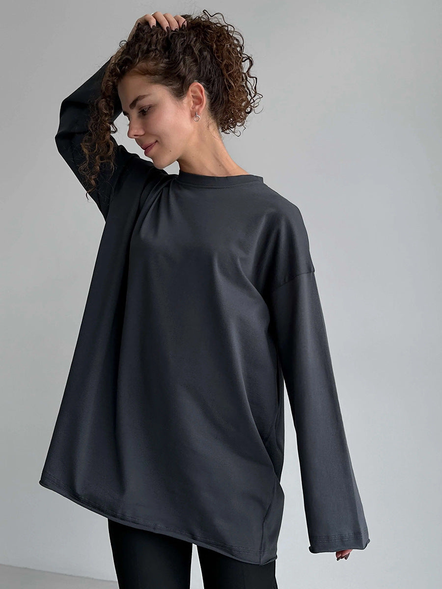 Damen Oversize Langarmshirt mit hohem Kragen R&B