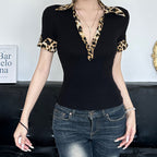 Damen Poloshirt mit Leopardenmuster-Details R&B