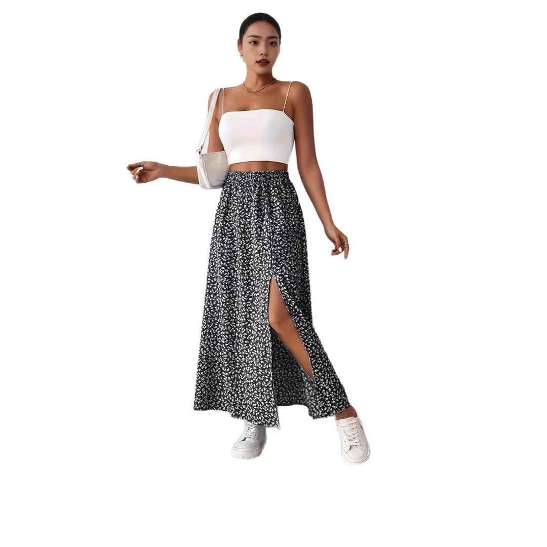Damen Maxirock mit elegantem Schlitz und floralem Muster R&B