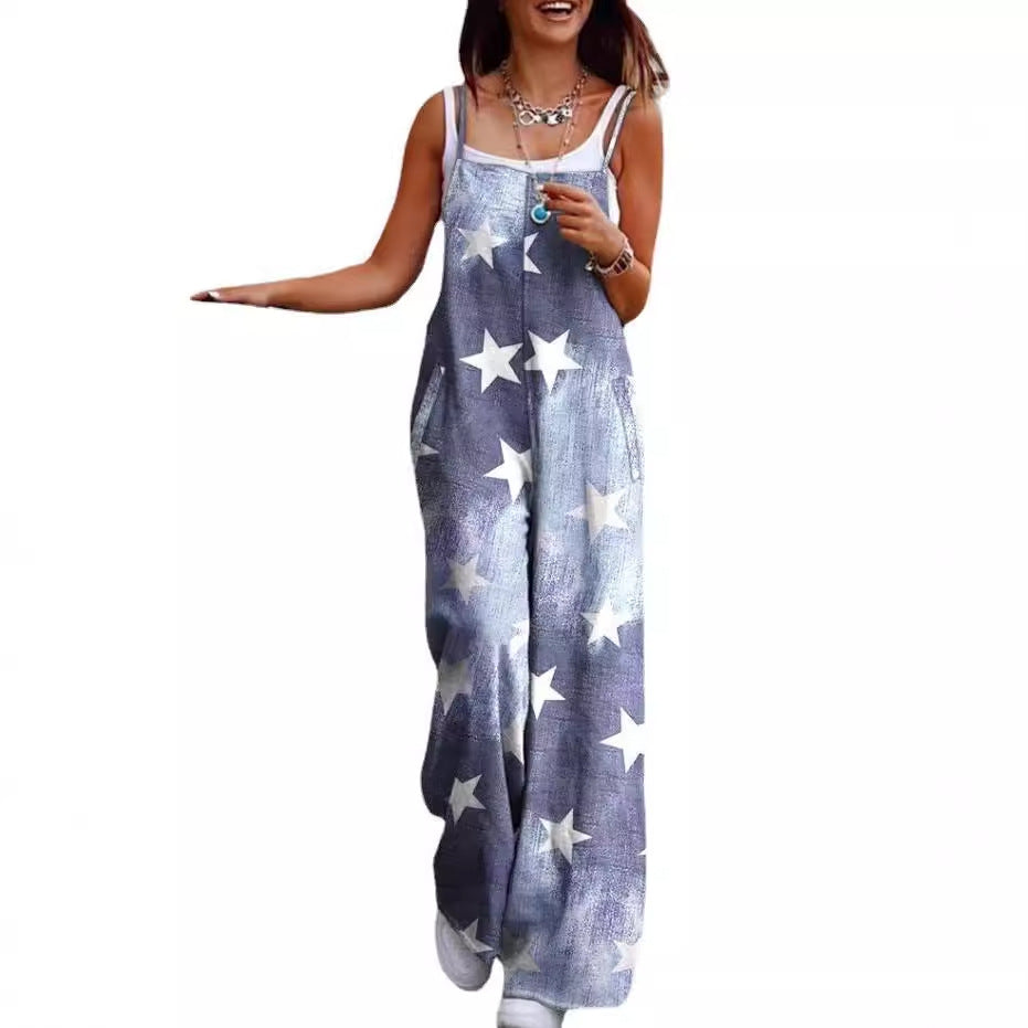 Damen Maxikleid mit verspieltem Ethno-Muster und breiten Trägern R&B