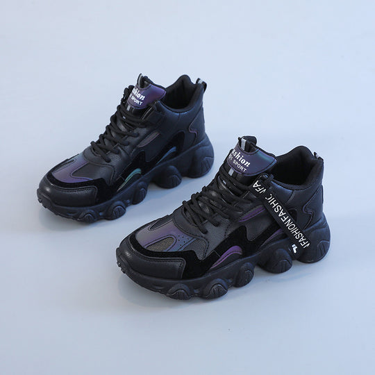 Damen sportliche Sneakers mit modischem Metallic-Design und dämpfender Sohle R&B