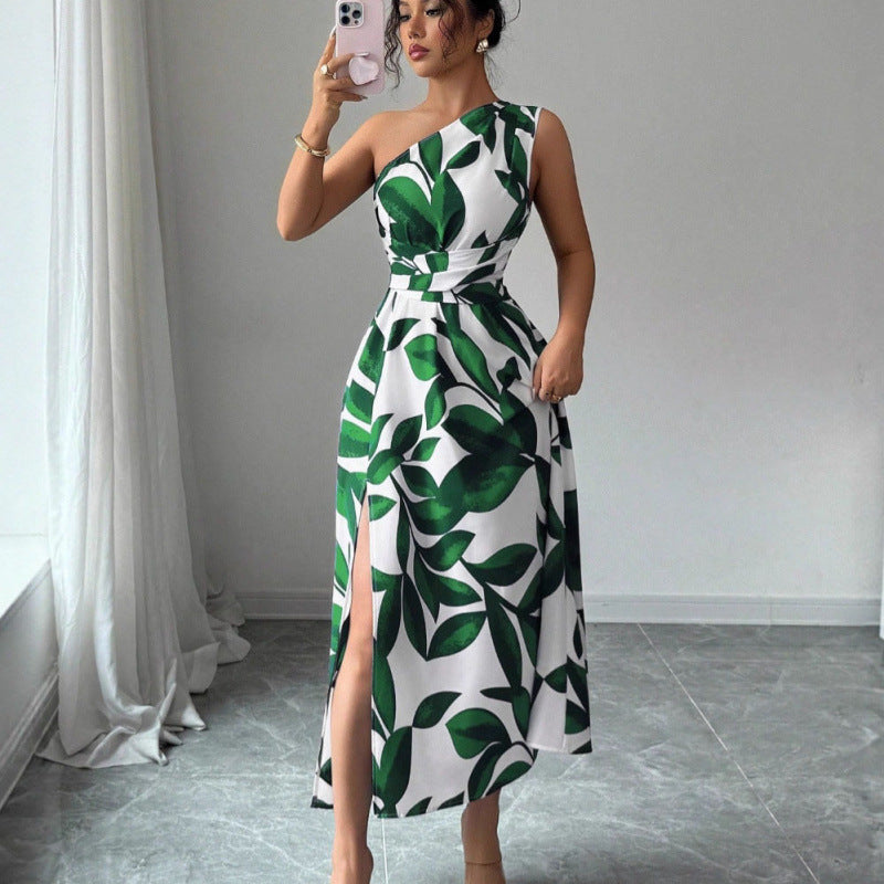 Damen Maxikleid mit asymmetrischem Schnitt und floralem Design R&B