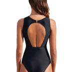Damen Badeanzug mit transparentem Mesh-Einsatz R&B