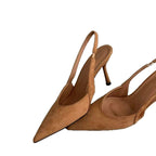 Damen Slingback-Pumps aus Wildleder mit eleganter Spitzform R&B
