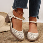 Damen Bequeme Pumps mit eleganter Perforation und verstellbarem Riemen R&B