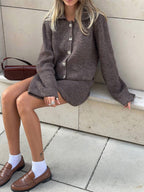 Damen Knitwear Set mit eleganten Knopfdetails R&B