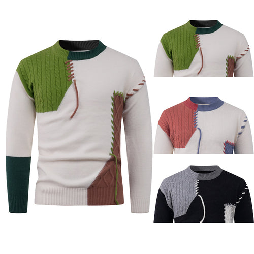Herren modischer Strickpullover mit asymmetrischem Zopfmuster R&B