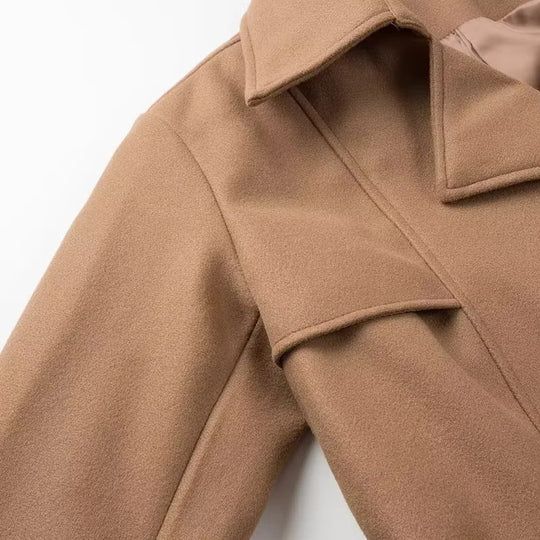 Damen eleganter Trenchcoat mit Schulterklappen und Taillengürtel R&B