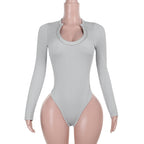 Damen Langarm Bodysuit mit elegantem Rundhalsausschnitt R&B