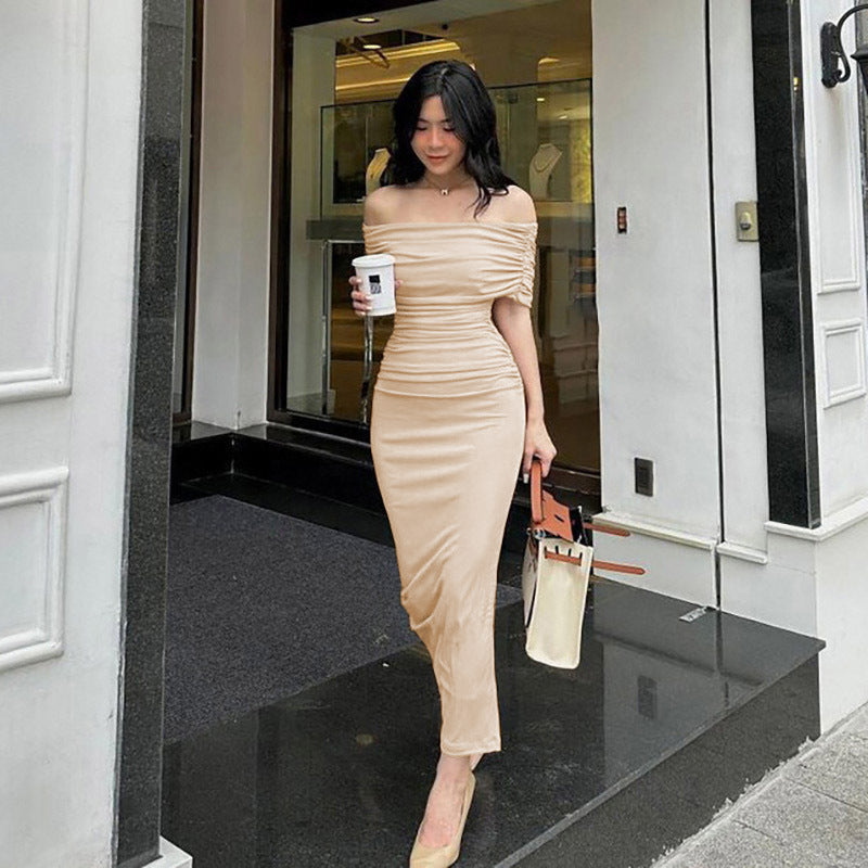 Damen Maxikleid mit Wickeloptik und raffinierter Raffung