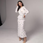 Damen elegantes Maxi-Kleid mit tiefem V-Ausschnitt und tailliertem Design R&B
