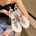 Damen elegante Zehentrenner-Sandalen mit funkelndem Strass R&B
