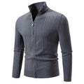 Herren Strickpullover mit hochschließendem Reißverschluss und feinem Rippdesign