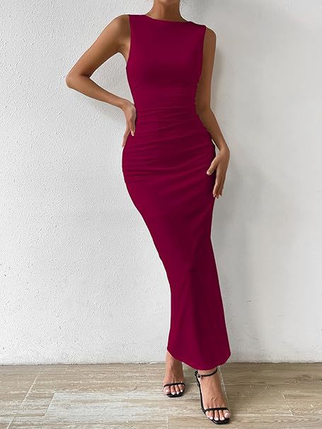 Damen Maxikleid mit figurbetontem Schnitt und seitlichem Schlitz R&B