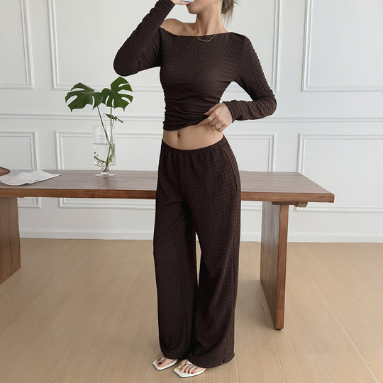 Damen Set aus luftigem Oberteil und weitem Hosen R&B