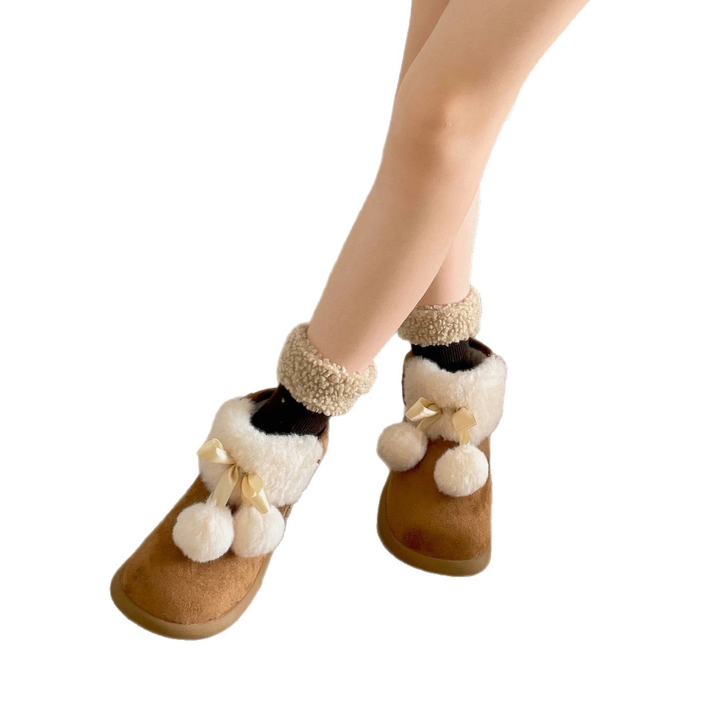 Damen Kuschelige Winterstiefel mit flauschigem Innenfutter und dekorativem Pompon R&B